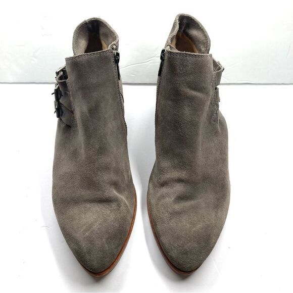 Frye Ray Belted STO Grey Suede Bootie Triple Buckle 9 M Boho Western Boots - Picture 5 of 16